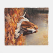 Basset Hound in herfstbladeren Herfst Inspire Fleece Deken (Voorkant (Horizontaal))
