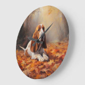 Basset Hound in herfstbladeren Herfst Inspire Grote Klok (Hoek)