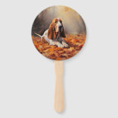 Basset Hound in herfstbladeren Herfst Inspire Handwaaier (Achterkant)