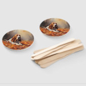 Basset Hound in herfstbladeren Herfst Inspire Handwaaier (Niet-gemonteerd)