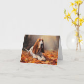 Basset Hound in herfstbladeren Herfst Inspire Kaart (Gele Bloem)