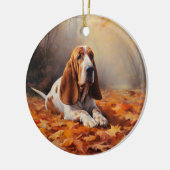 Basset Hound in herfstbladeren Herfst Inspire Keramisch Ornament (Links)