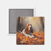 Basset Hound in herfstbladeren Herfst Inspire Magneet (Voorkant / Achterkant)