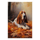 Basset Hound in herfstbladeren Herfst Inspire Perfect Poster (Voorkant)