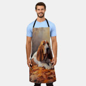 Basset Hound in herfstbladeren Herfst Inspire Schort (Gedragen)