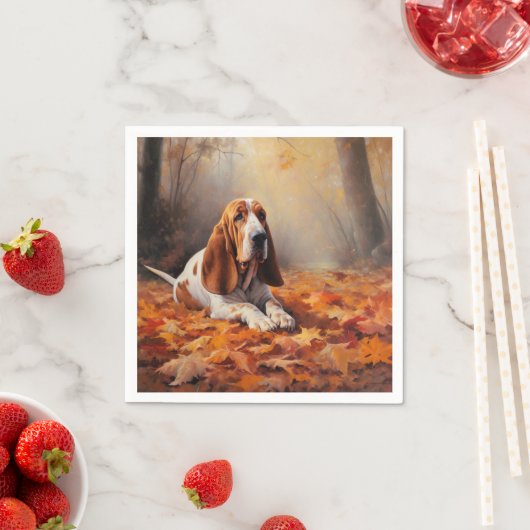 Basset Hound in herfstbladeren Herfst Inspire Servet (Insitu)