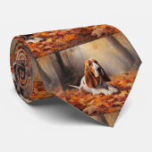 Basset Hound in herfstbladeren Herfst Inspire Stropdas (Opgerold)