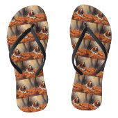 Basset Hound in herfstbladeren Herfst Inspire Teenslippers (Voetbed)