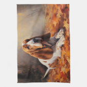 Basset Hound in herfstbladeren Herfst Inspire Theedoek (Verticaal)