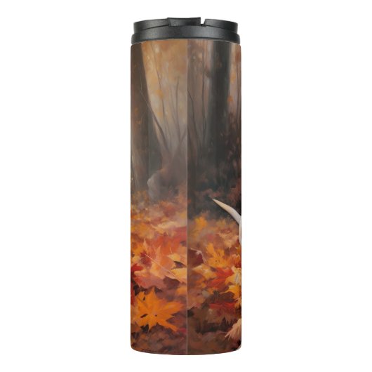 Basset Hound in herfstbladeren Herfst Inspire Thermosbeker (Achterkant)