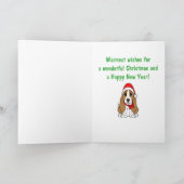 Basset Hound in het Pet van de Kerstman bij Feestdagen Kaart (Binnen)