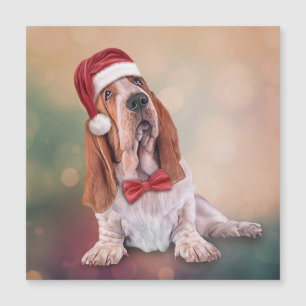 Basset Hound in het rode pet van de kerstman