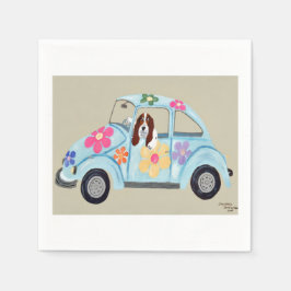 Basset Hound in hippie-auto Servet