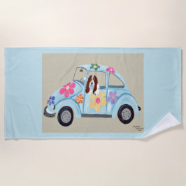 Basset Hound in Hippie Auto Strandlaken