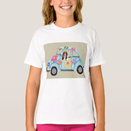 Basset Hound in Hippie-auto T-shirt