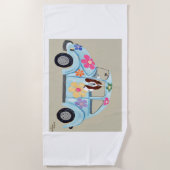 Basset Hound in Hippie Car Strandlaken (Voorkant)