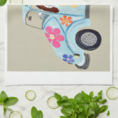 Basset Hound in Hippie car  Theedoek (Gevouwen)