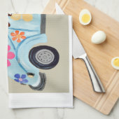 Basset Hound in Hippie car  Theedoek (Quarter Fold)