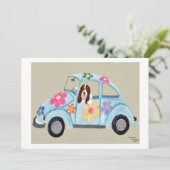 Basset Hound in hippieauto Kaart (Staand voorkant)