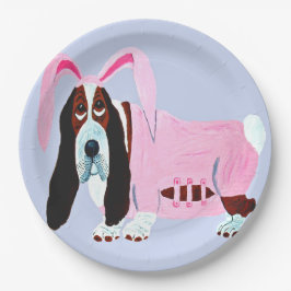 Basset Hound in konijnenpak Papieren Bordje