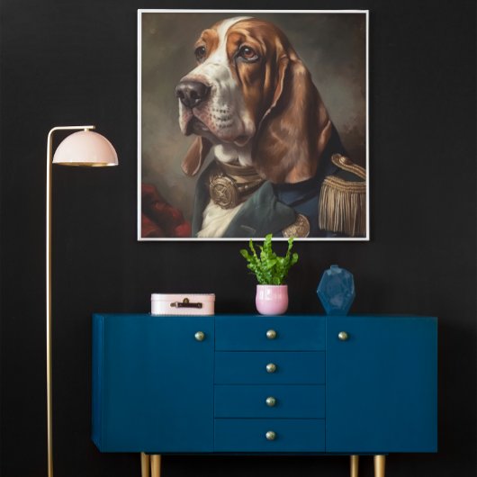 Basset Hound in Napolionkostuum Poster