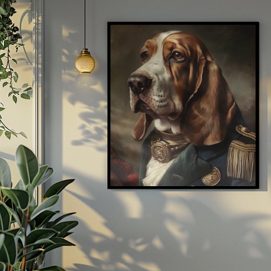 Basset Hound in Napolionkostuum Poster