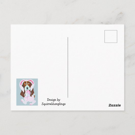 Basset Hound In Pink Bunny Suit Briefkaart (Achterkant)
