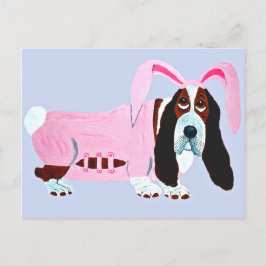 Basset Hound In Pink Bunny Suit Briefkaart