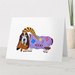 Basset Hound in pyjama met teddybeer Bedankkaart
