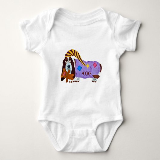 Basset Hound in pyjama's baby body Romper (Voorkant)