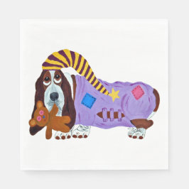 Basset Hound in pyjama's met teddybeer Servet