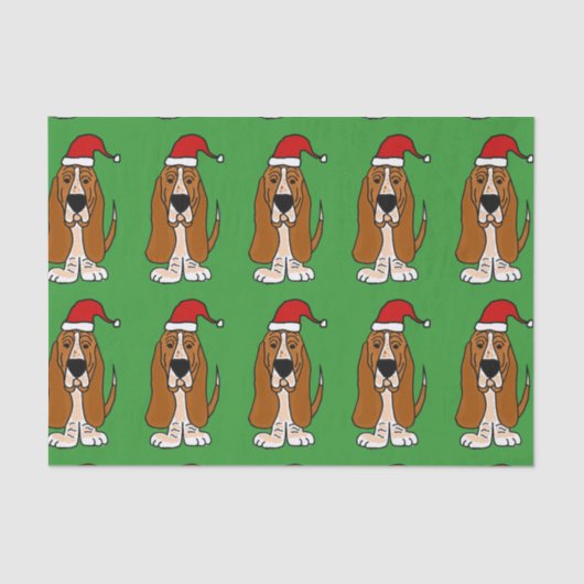 Basset Hound in Santa Hat-kersttefpapier Tissuepapier (Voorkant)