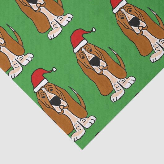 Basset Hound in Santa Hat-kersttefpapier Tissuepapier (Detail)