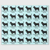 Basset Hound in Silhouette Name Cadeaupapier (Vlak)