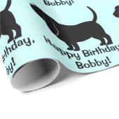 Basset Hound in Silhouette Name Cadeaupapier (Rol Hoek)