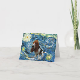 Basset Hound in Sterrennacht Kaart