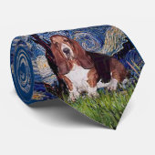 Basset Hound in Sterrennacht Stropdas (Opgerold)