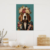 Basset Hound In Suit Poster, Basset Hound Poster (Keuken)