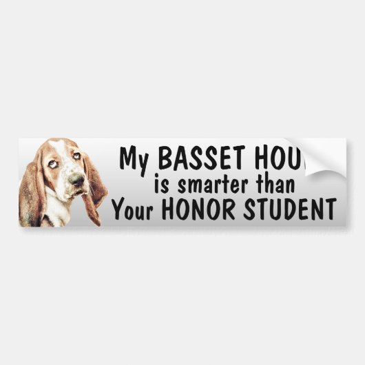 Basset Hound is slimmer dan eerling student - grap Bumpersticker (Voorkant)