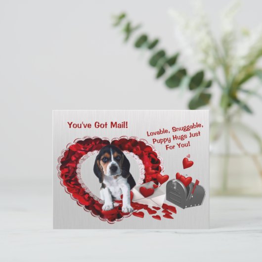 Basset Hound Je hebt Mail Puppy Knuffels Valentijn Feestdagenkaart (Staand voorkant)