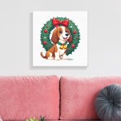 Basset Hound Jingle Bell Canvas Afdruk (Insitu (Woonkamer))