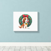 Basset Hound Jingle Bells hond Canvas Afdruk (Insitu (Houten vloer))