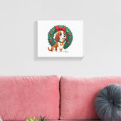 Basset Hound Jingle Bells hond Canvas Afdruk (Insitu (Woonkamer))