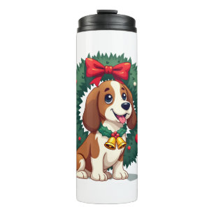 Basset Hound Jingle Bells hond Thermosbeker