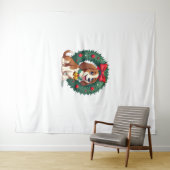 Basset Hound Jingle Bells hond Wandkleed (In Situ (horizontaal))