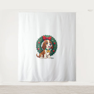 Basset Hound Jingle Bells hond Wandkleed