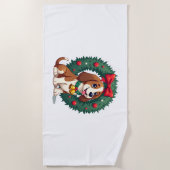 Basset Hound Jingle Bells Strandlaken (Voorkant)