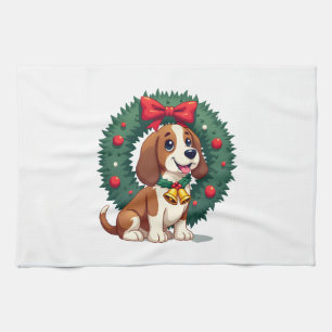 Basset Hound Jingle Bells Theedoek