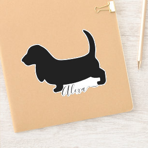 basset hound jouw naam sticker
