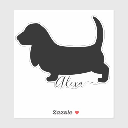 basset hound jouw naam sticker (Vel)